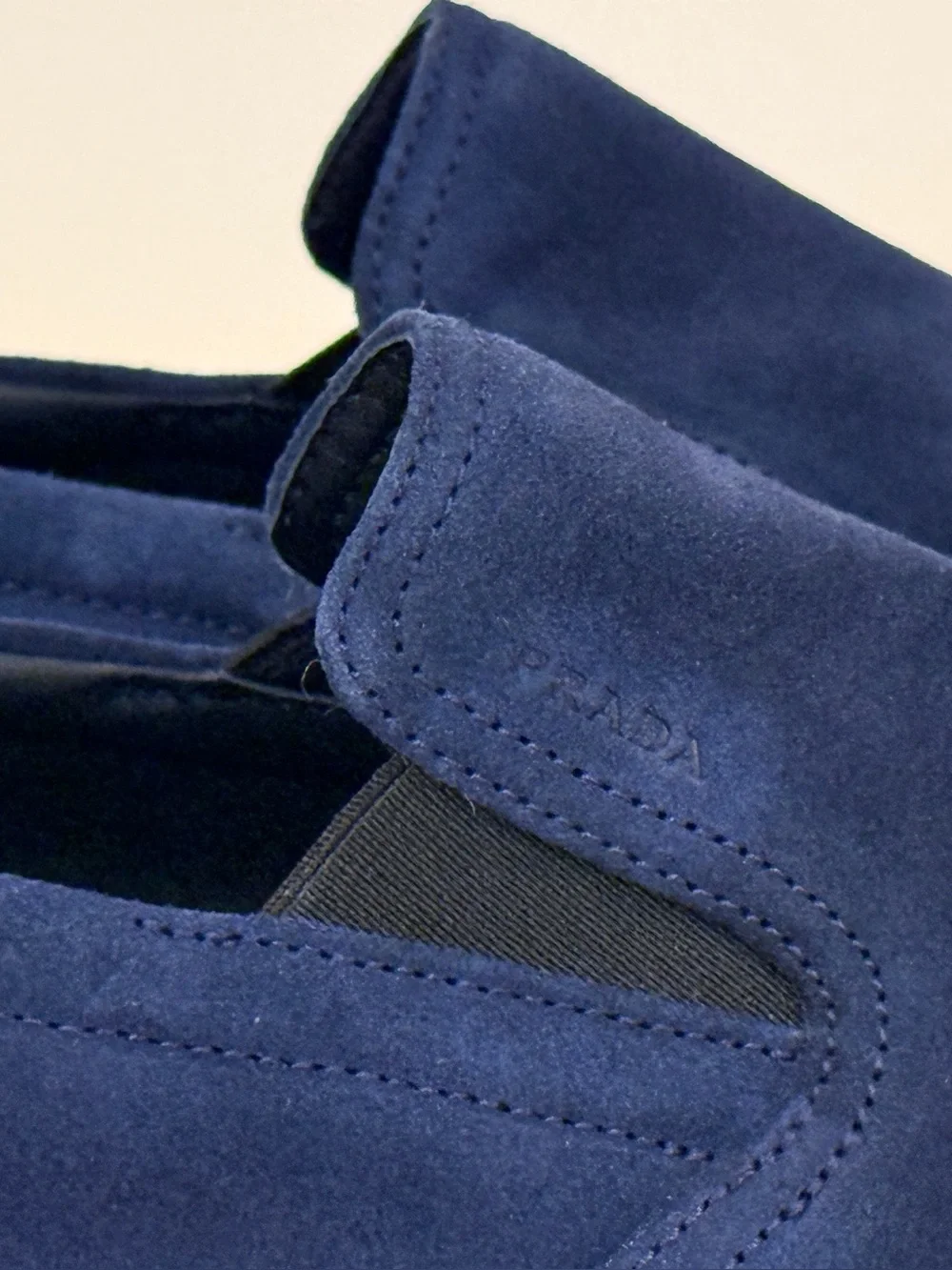 Prada Navy Suede Slip-On Loafers